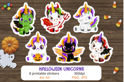 Halloween stickers Printable Unicorn sticker pack for Cricut