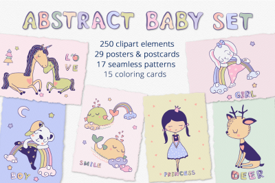 Abstract Baby Illustration Set