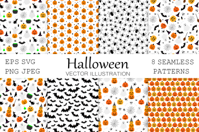 Halloween pattern. Pumpkin pattern. Bats pattern. Ghost SVG
