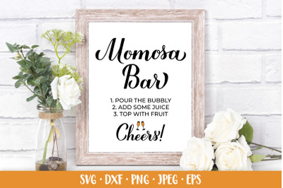Momosa Bar SVG. Mom-osa bar sign. Mimosa Baby Shower