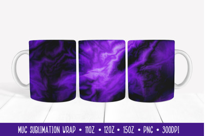 Abstract Mug Sublimation Design. Black Purple Mug Wrap