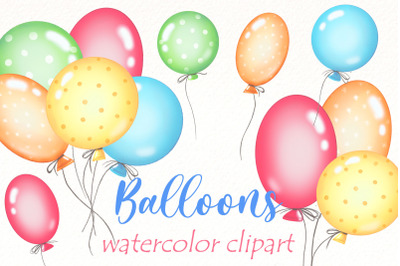 Watercolor Balloon Clipart, Birthday Party png design.