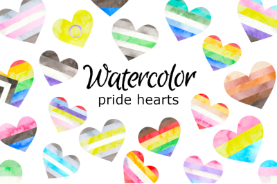 Pride hearts watercolor clipart