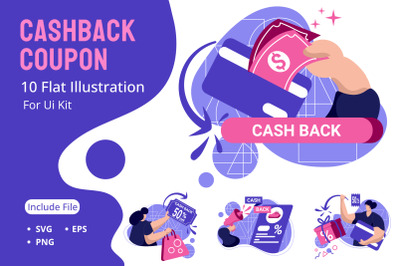 cashback coupon icon flat Illustration for 50% off get vouchers discou