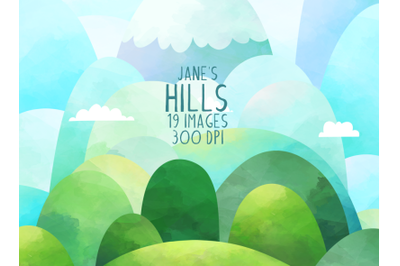Watercolor Hills Clipart