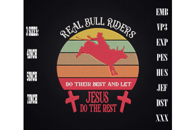 Bull Riding For Cowboy Christian Jesus Embroidery