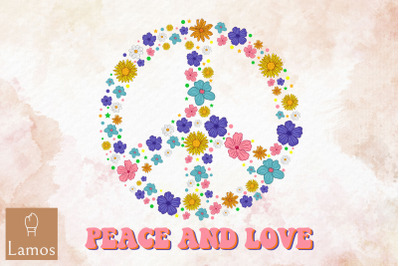 Peace And Love Floral Hippie Sign Design