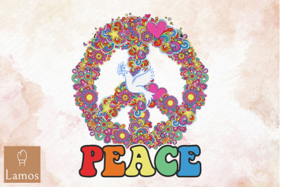 Peace Floral Hippie Sign Sublimation