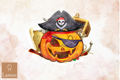 Pumpkin Pirate Head Halloween Pumpkin