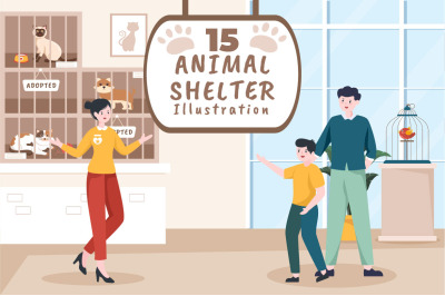 15 Animal Shelter Cartoon Illustration