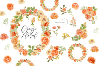 Elegant Orange Floral Clipart