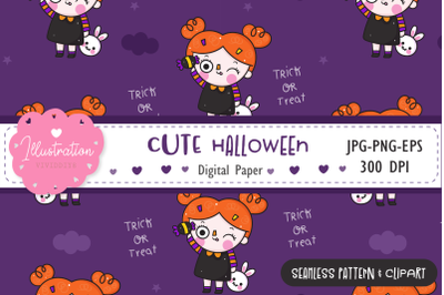 Cute Halloween seamless pattern kawaii patterns digital