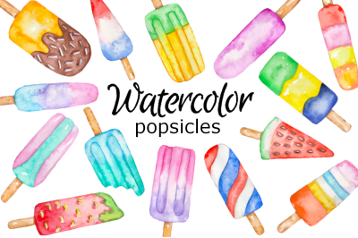 Popsicle watercolor clipart