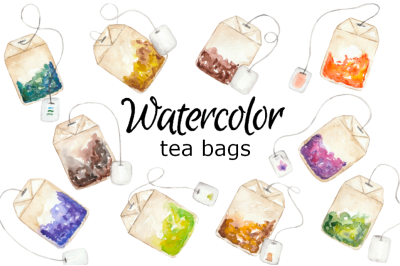 Tea bags watercolor clipart