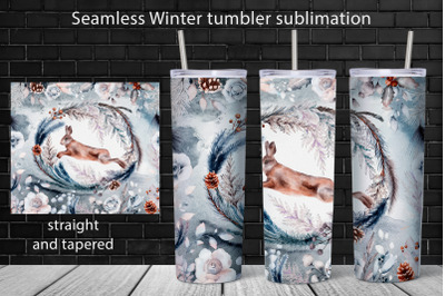 Winter forest tumbler wrap design Christmas sublimation png