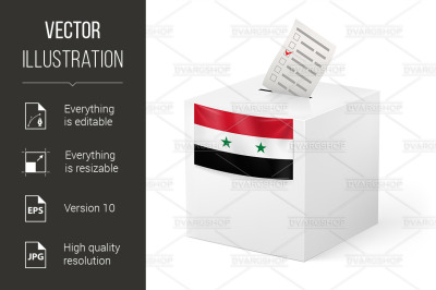 Ballot box with voting paper. Syria