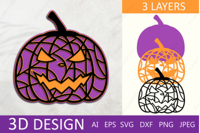 3d halloween pumpkin svg, Spooky 3d layered papercut