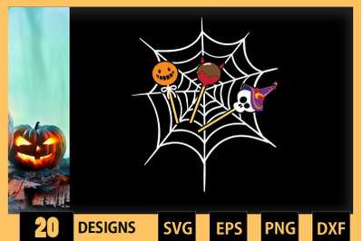 Halloween Candies On Spider Net