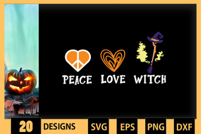 Peace Love Witch Funny Halloween