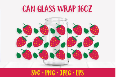 Strawberries can glass wrap design SVG. Summer berry glass can