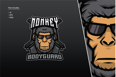 Monkey Bodyguard Logo Template