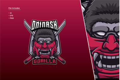 Oni Mask Gorilla Logo Template
