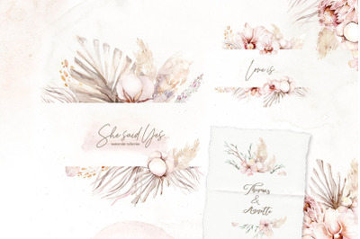 Watercolor Blossom cherry Orchid Frames Borders PNG Clipart