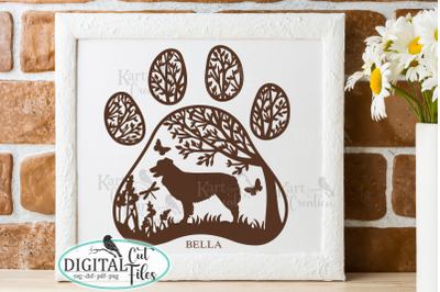 Australian Shepherd Paw round sign svg dxf pdf cut out file