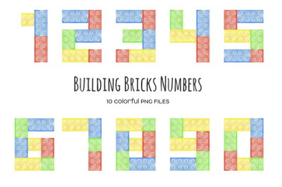 Watercolor Plastic Building Bricks Numbers Digits 0-9