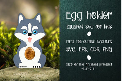 Husky Dog | Egg Holder Template SVG