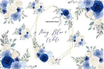 Navy Blue Flowers Arrangement Clipart, Navy Blue Floral Wedding