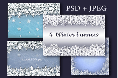 Winter Banners/Backgrounds PSD + JPEG