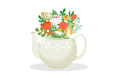 2207 S ST Cute teapot with bouquet of flowers