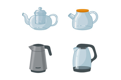 2207 S ST Kitchen or cafe teapot vector set