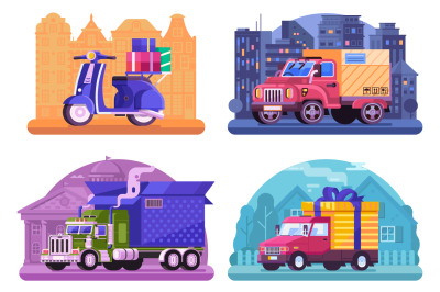Delivery Cars Gift Shipping Scenes