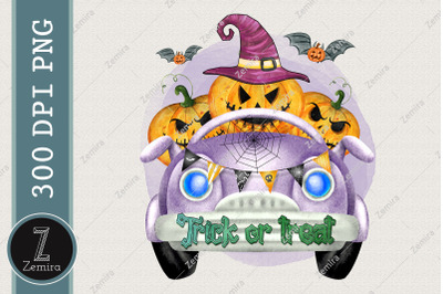 Trick Or Treat Truck Halloween Pumpkin