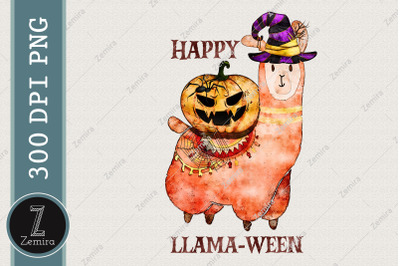 Happy Llama Ween Pumpkin Halloween