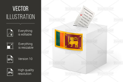 Ballot box with voting paper. Sri Lanka