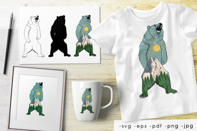 Outdoor badge. Bear. Design for printing