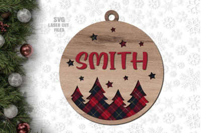 Christmas Ornament SVG | Monogram SVG Laser Cut Files