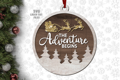 Santa Ornament SVG Laser Cut Files | Adventure Christmas SVG