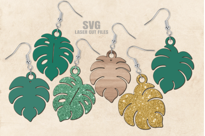 Monstera Leaf SVG | Earrings SVG Laser Cut Files