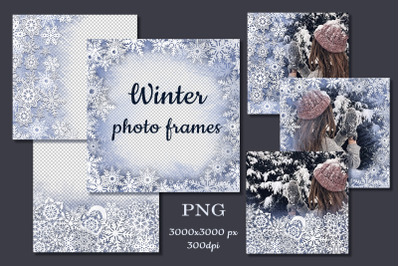 Winter Photo Frames/Snowflake Overlays/Digital Clipart