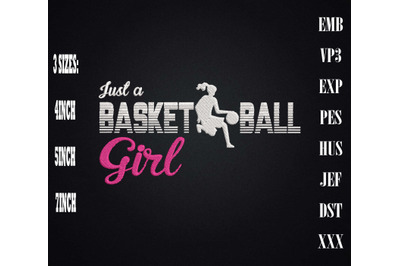 Just A Basketball Girl Embroidery, Basketball Lover Gift