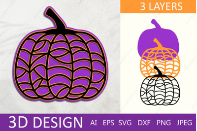 3d halloween pumpkin layered svg, Halloween decor papercut