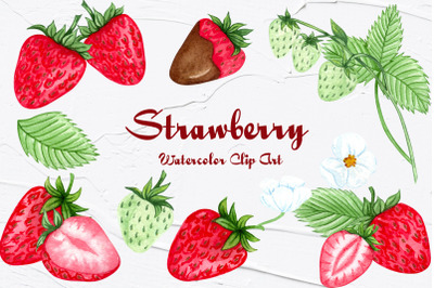 Strawberry Watercolor Clipart