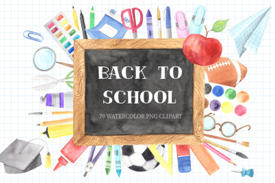 Watercolor Back to School Clipart