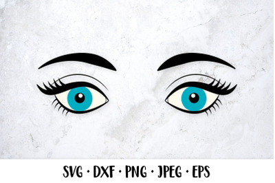 Beautiful female eyes with eyelashes and eyebrows SVG