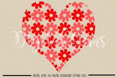 Flower Heart SVG / DXF / EPS / PNG Files