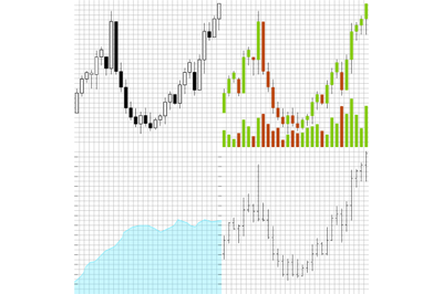 Chart and diagram for trade exchange, candles and bar